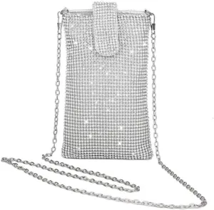 Bling Rhinestone Evening Handbag Cell Phone Purse Wallet Clutch Crossbody Bag