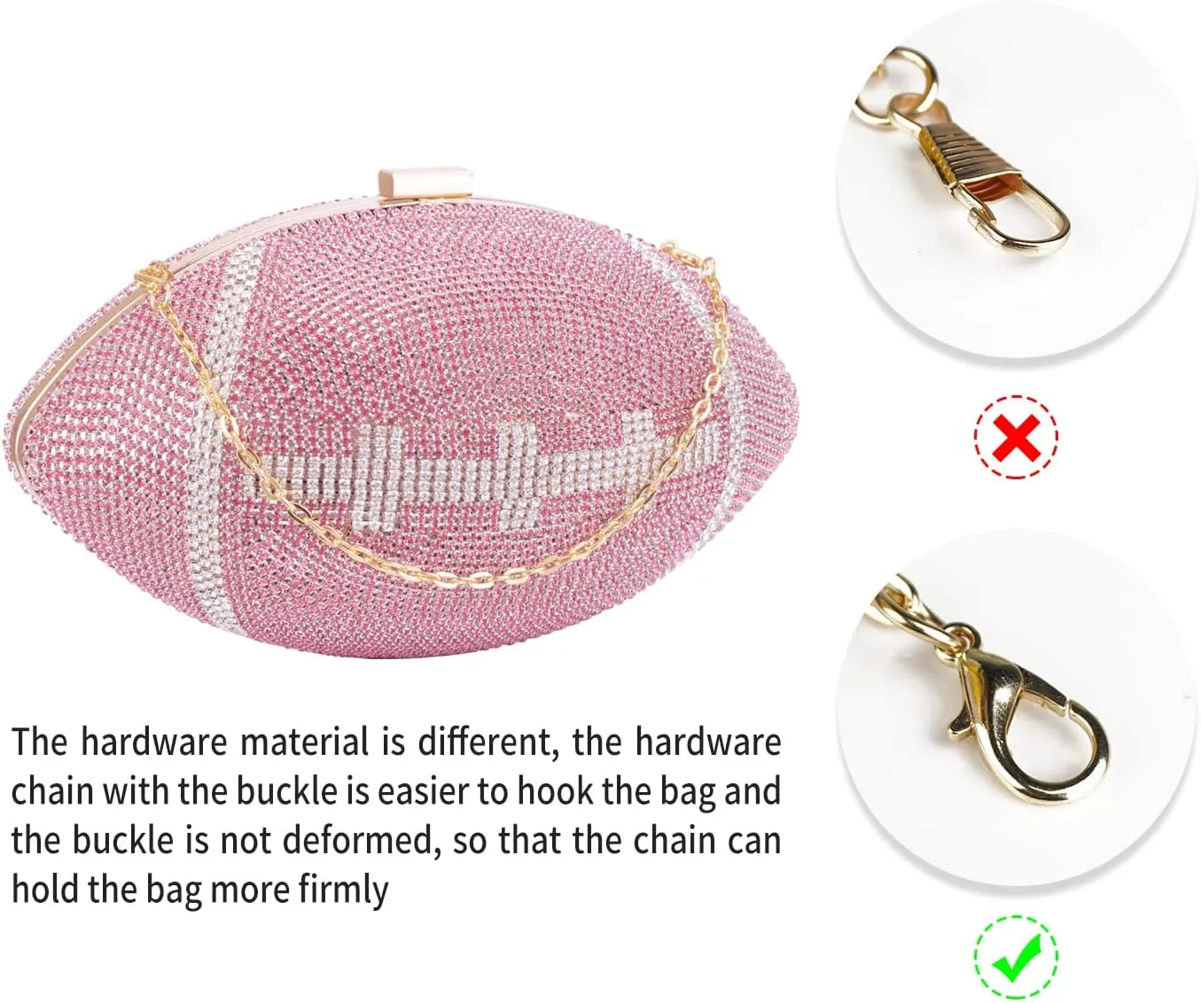Bling Rhinestone Football Shaped Rugby Quirky Bag Purse Shoulder Handbag with Crystal for Women Girls