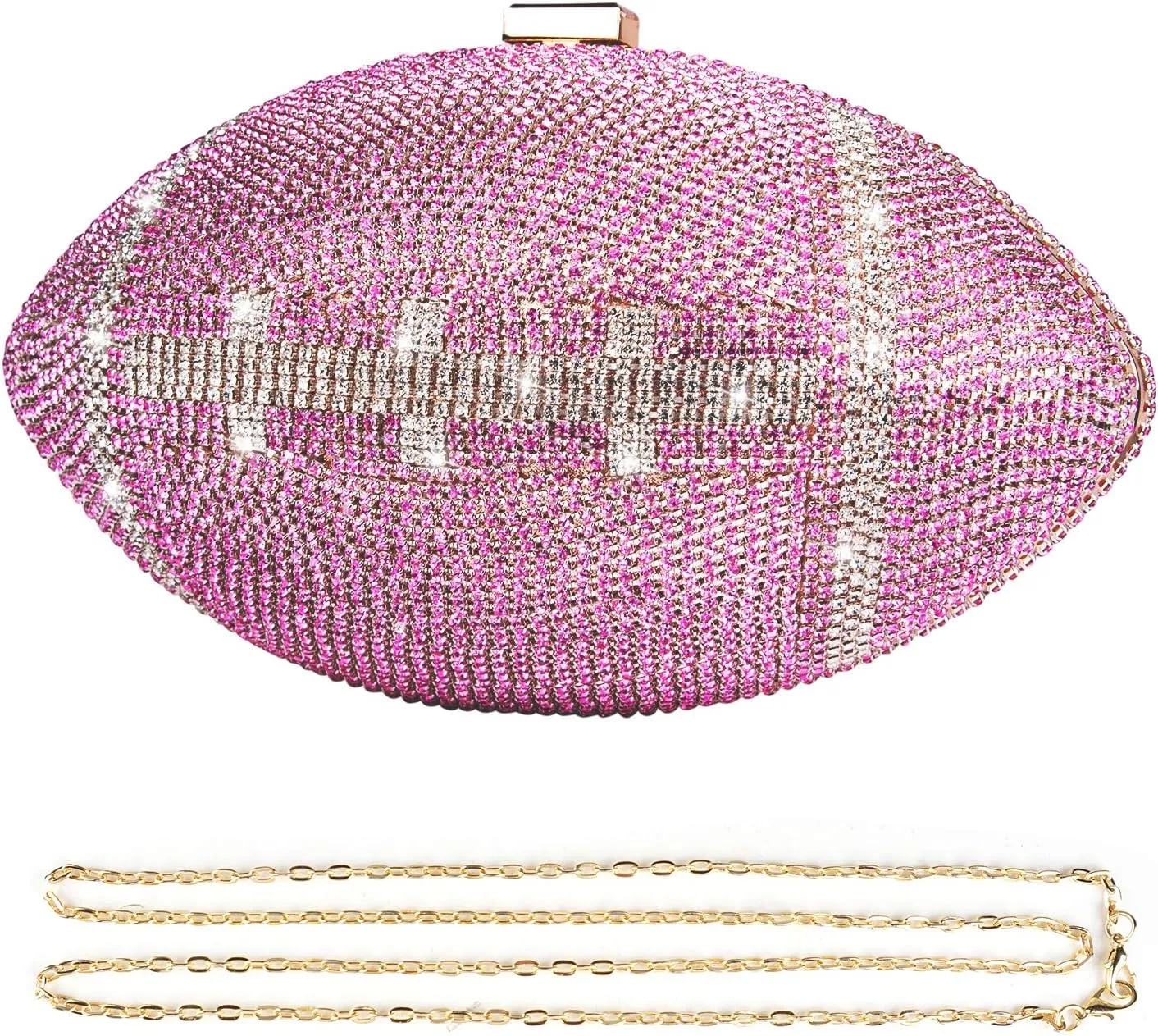 Bling Rhinestone Football Shaped Rugby Quirky Bag Purse Shoulder Handbag with Crystal for Women Girls