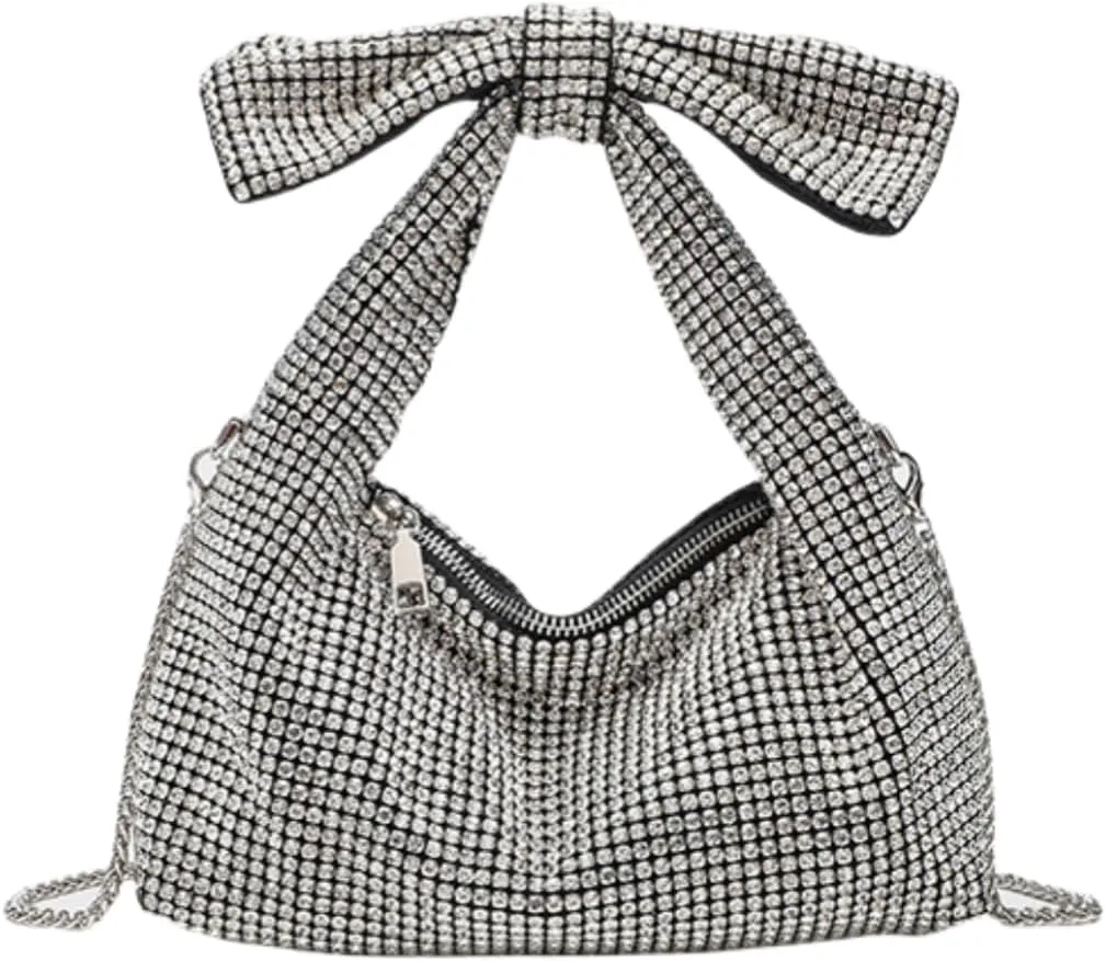 Bling Rhinestone Purse Bags Dumpling Clutch Purses for Women Formal Wedding Party Prom Evening Handbags