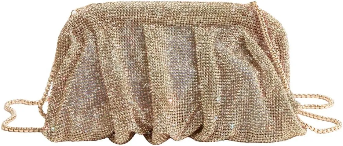Bling Rhinestone Purse Bags Dumpling Clutch Purses for Women Formal Wedding Party Prom Evening Handbags