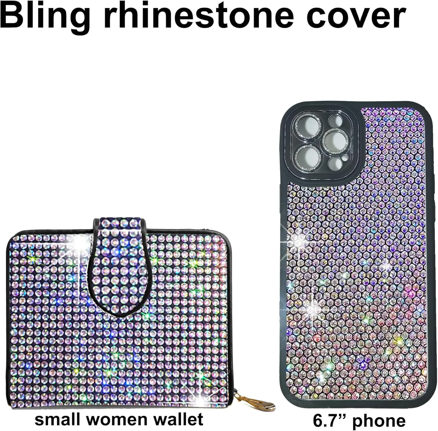 Bling Rhinestone Small Womens Wallet Girls Clutch Artificial Diamond Purse Credit Card ID Coin Holder W/Zipper Colorful