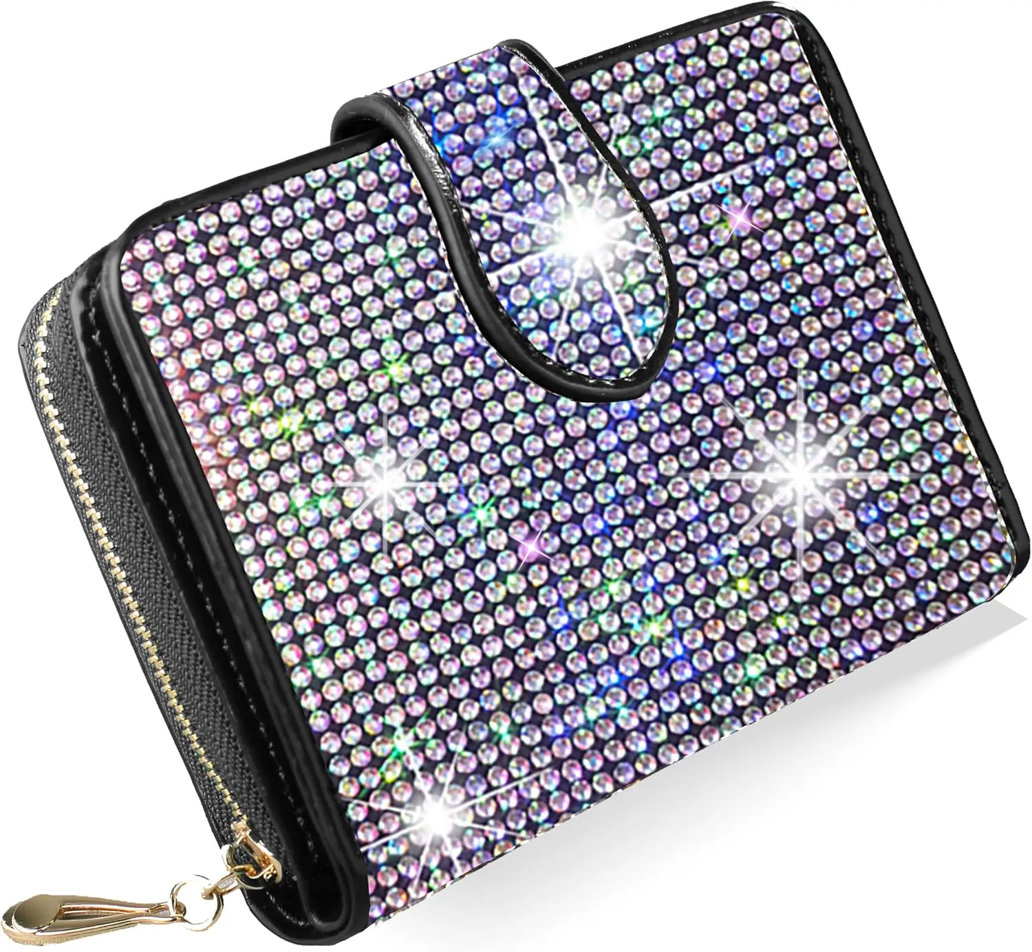 Bling Rhinestone Small Womens Wallet Girls Clutch Artificial Diamond Purse Credit Card ID Coin Holder W/Zipper Colorful