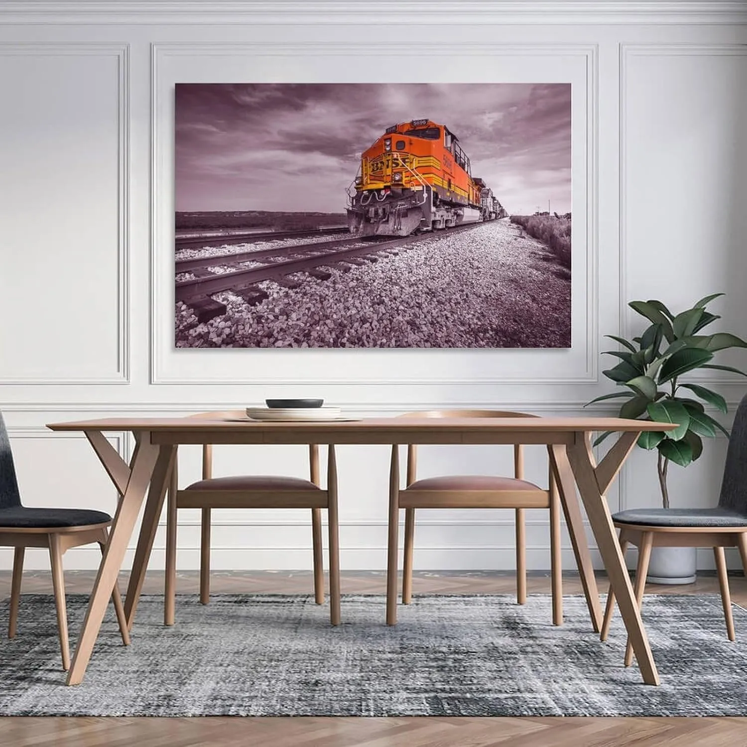 BNSF Diesel Train Poster 5696 Running in The Desert - Canvas Art Poster And Wall Art Picture Print Poster Decorative Painting Canvas Wall Art Living Room Posters Bedroom Painting 24x36inch(60x90cm)