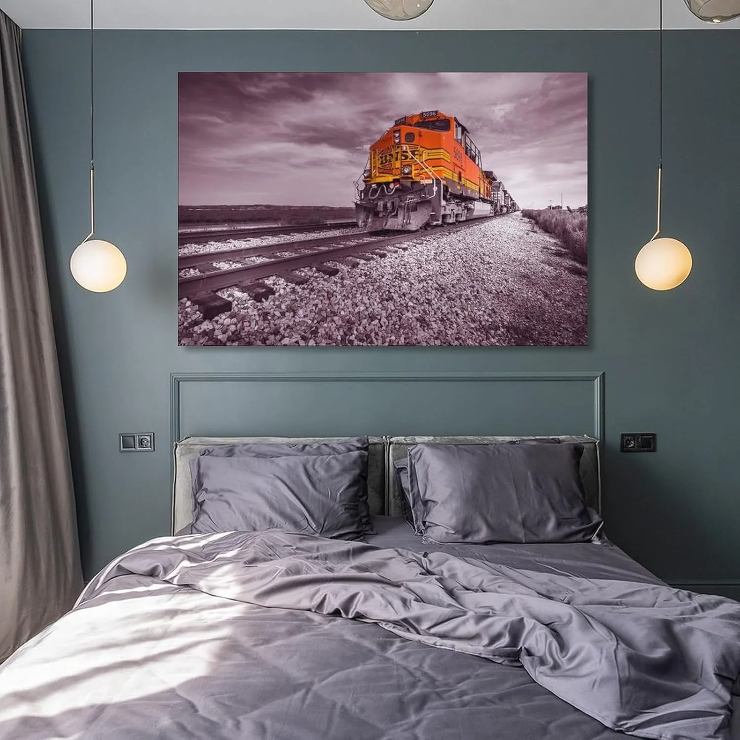 BNSF Diesel Train Poster 5696 Running in The Desert - Canvas Art Poster And Wall Art Picture Print Poster Decorative Painting Canvas Wall Art Living Room Posters Bedroom Painting 24x36inch(60x90cm)