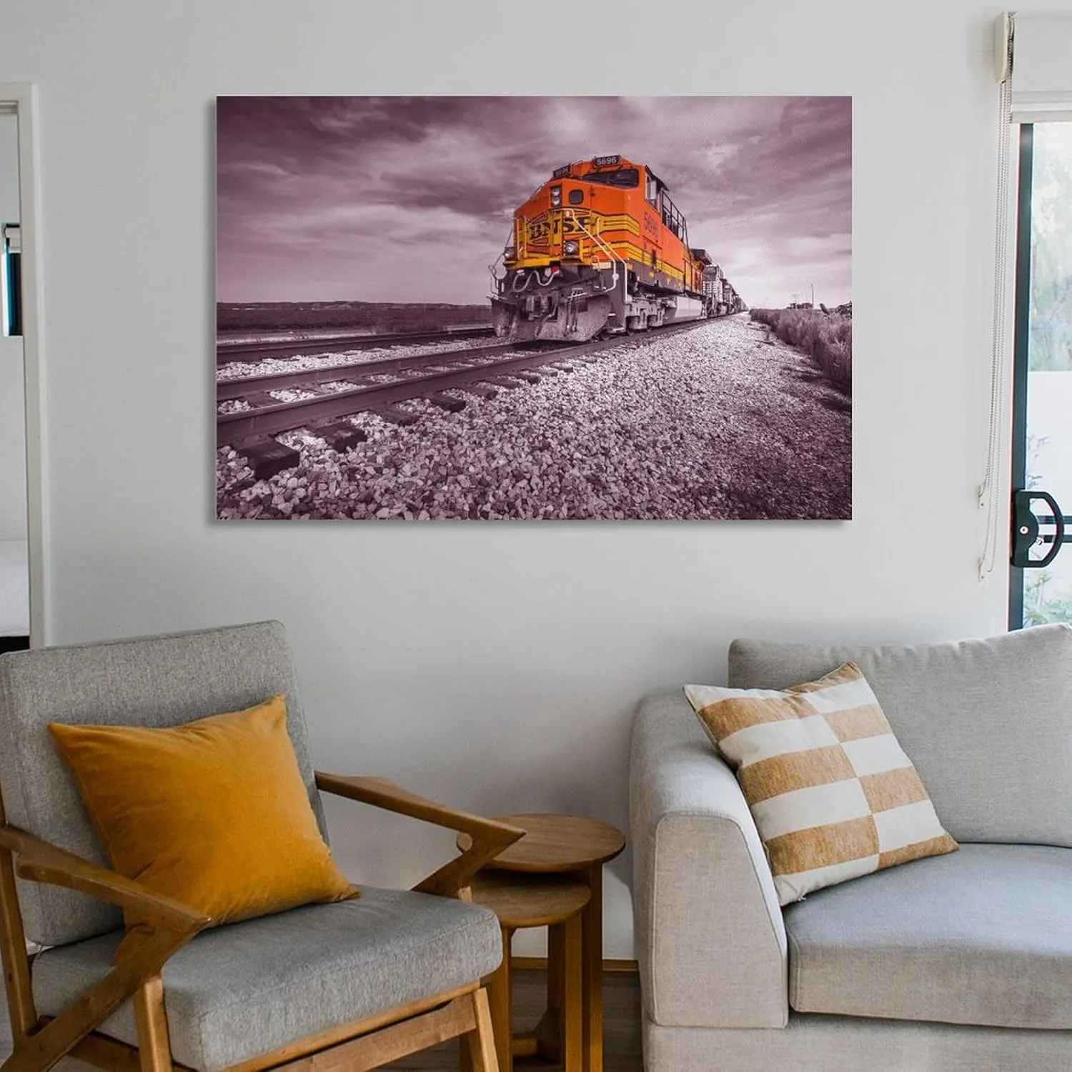 BNSF Diesel Train Poster 5696 Running in The Desert - Canvas Art Poster And Wall Art Picture Print Poster Decorative Painting Canvas Wall Art Living Room Posters Bedroom Painting 24x36inch(60x90cm)