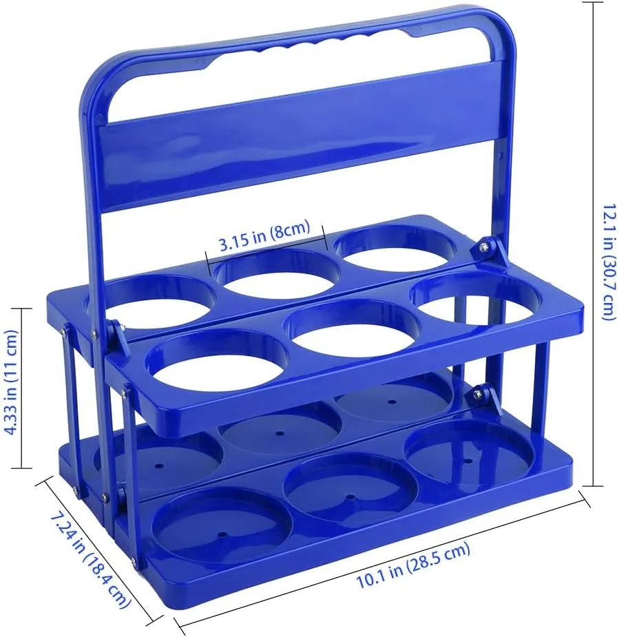 Bodaon 6 Cup Drink Carrier with Handle, Plastic Cup Holders for GrubHub/Doordash Delivery, Reusable Foldable Car Drink Caddy, Leakproof Food Delivery Accessories, 360° Secure Grip, Blue