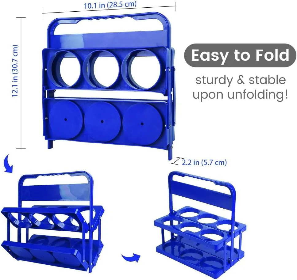 Bodaon 6 Cup Drink Carrier with Handle, Plastic Cup Holders for GrubHub/Doordash Delivery, Reusable Foldable Car Drink Caddy, Leakproof Food Delivery Accessories, 360° Secure Grip, Blue