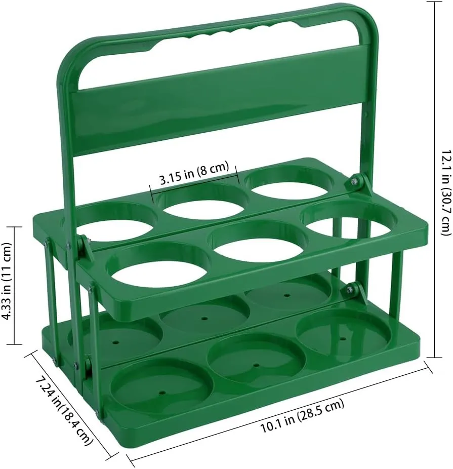 Bodaon 6 Cup Drink Carrier with Handle, Plastic Cup Holders for GrubHub/Doordash Delivery, Reusable Foldable Car Drink Caddy, Leakproof Food Delivery Accessories, 360° Secure Grip, Green