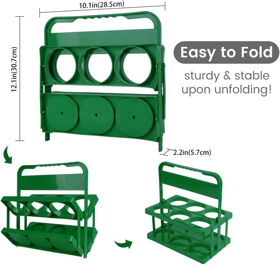 Bodaon 6 Cup Drink Carrier with Handle, Plastic Cup Holders for GrubHub/Doordash Delivery, Reusable Foldable Car Drink Caddy, Leakproof Food Delivery Accessories, 360° Secure Grip, Green