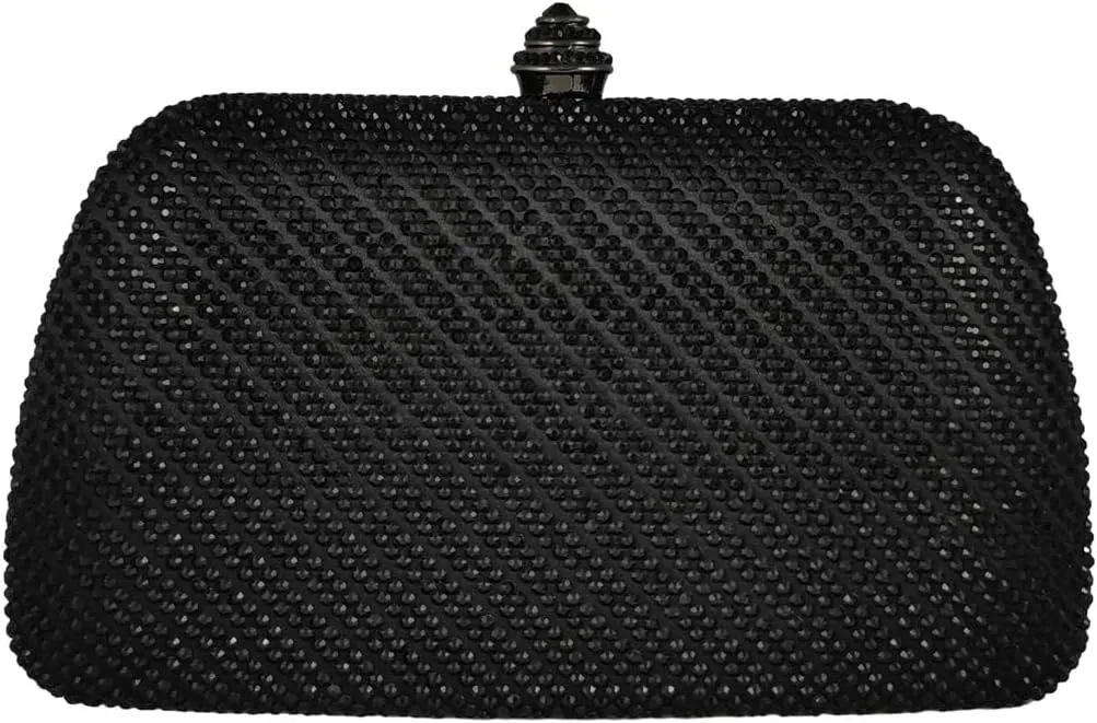 Boutique De FGG D Shape Women Crystal Evening Bags Formal Parties and Weddings Chic Clutch Purse Rhinestone Handbags, Mini