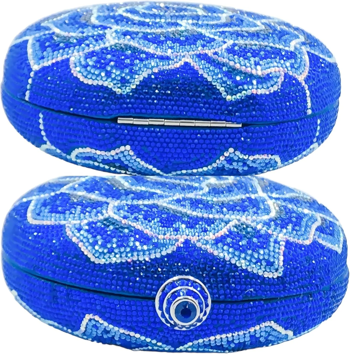 Boutique De FGG Round Flower Clutch Purse Women Rose Crystal Evening Handbag Party Rhinestone Floral Clutch Wedding Bag,Mini