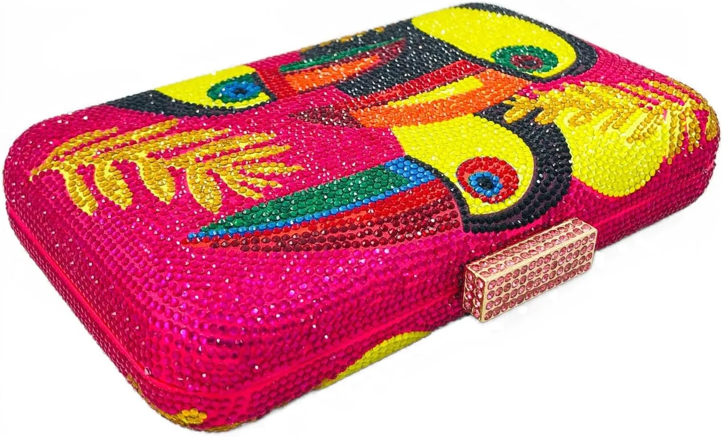 Boutique De FGG Toucan Bird Crystal Clutch Purses for Women Evening Minaudiere Handbags Party Rhinestone Clutch Bag,Mini
