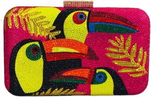 Boutique De FGG Toucan Bird Crystal Clutch Purses for Women Evening Minaudiere Handbags Party Rhinestone Clutch Bag,Mini