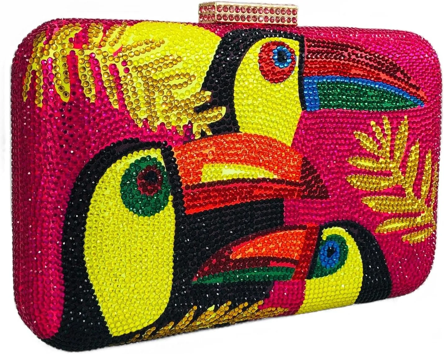 Boutique De FGG Toucan Bird Crystal Clutch Purses for Women Evening Minaudiere Handbags Party Rhinestone Clutch Bag,Mini
