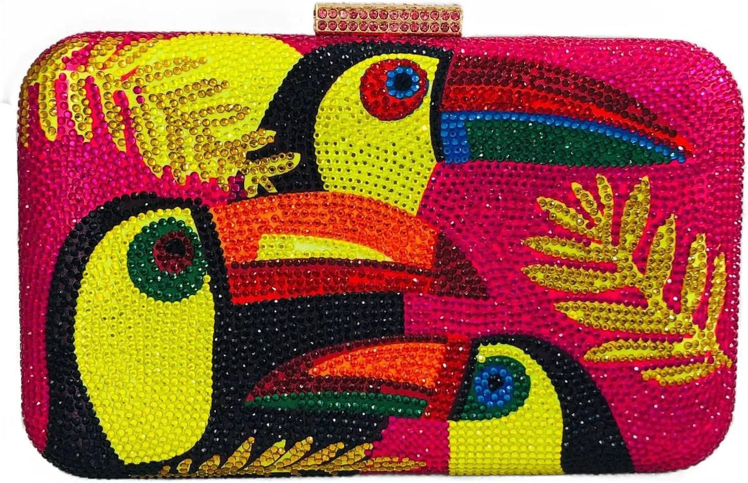 Boutique De FGG Toucan Bird Crystal Clutch Purses for Women Evening Minaudiere Handbags Party Rhinestone Clutch Bag,Mini