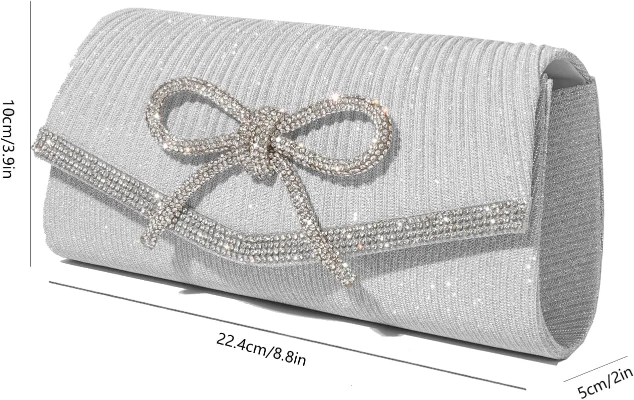 Bow Purse Evening Clutch Purses for Women Formal Wedding Party Prom Envelope Crossbody Bag