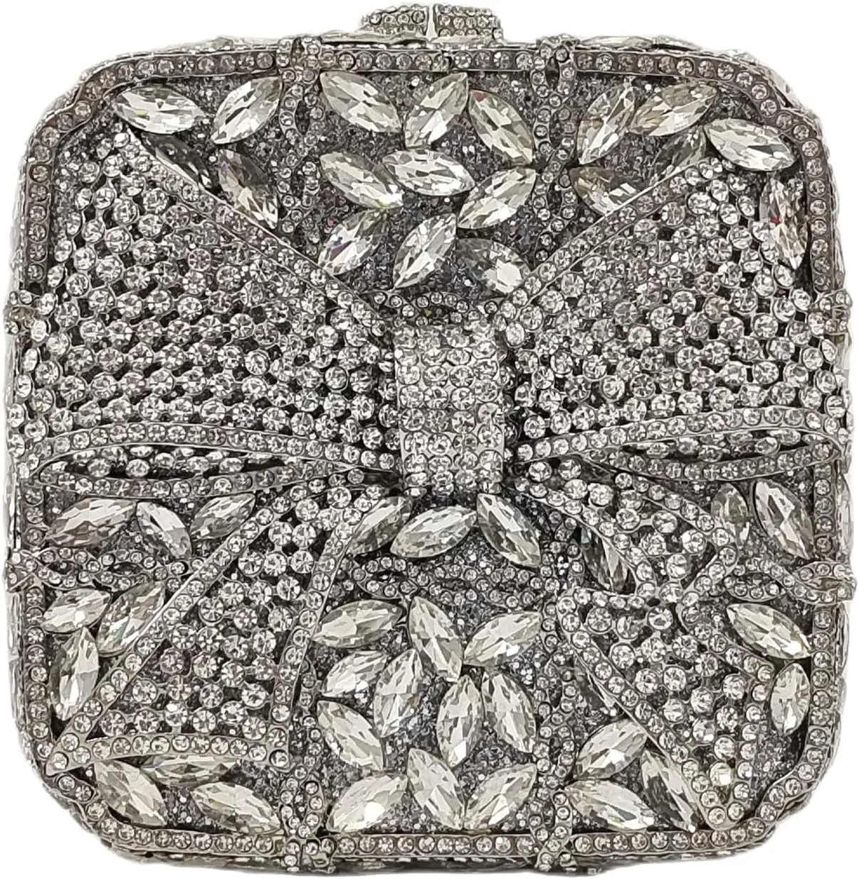 Bowknot Cute Crystal Box Clutch Luxury Evening Bag Women Sparkly Rhinestone Handbags Purses