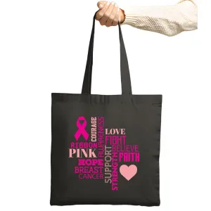 Breast Cancer Survivor GiftPink Ribbon Motivational Inspirational Uplifting Funny Navy Black Multicolor Canvas Tote Bag