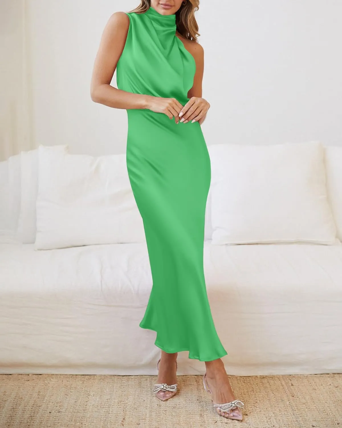 BTFBM Womens Sleeveless Cocktail Dresses Mock Neck Keyhole Elastic High Waist Evening Party Maxi Wedding Guest Dress