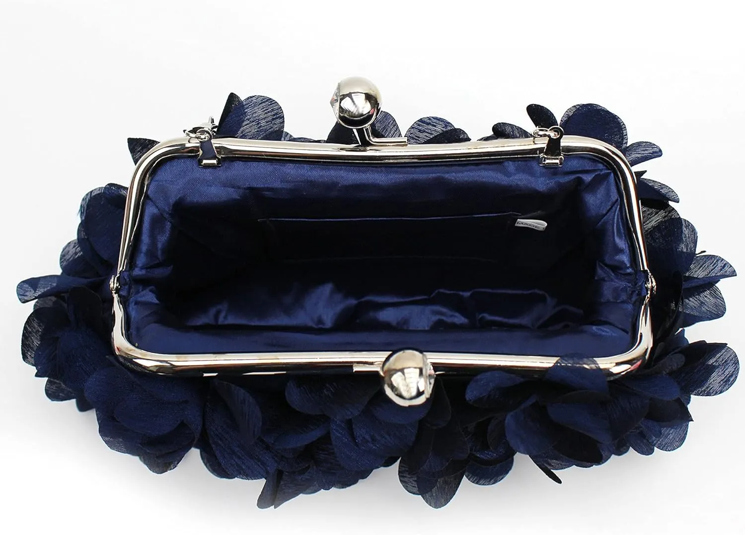Buddy Women Rose Shaped Clutch Soft Satin Wristlet Handbag Wedding Party Purse