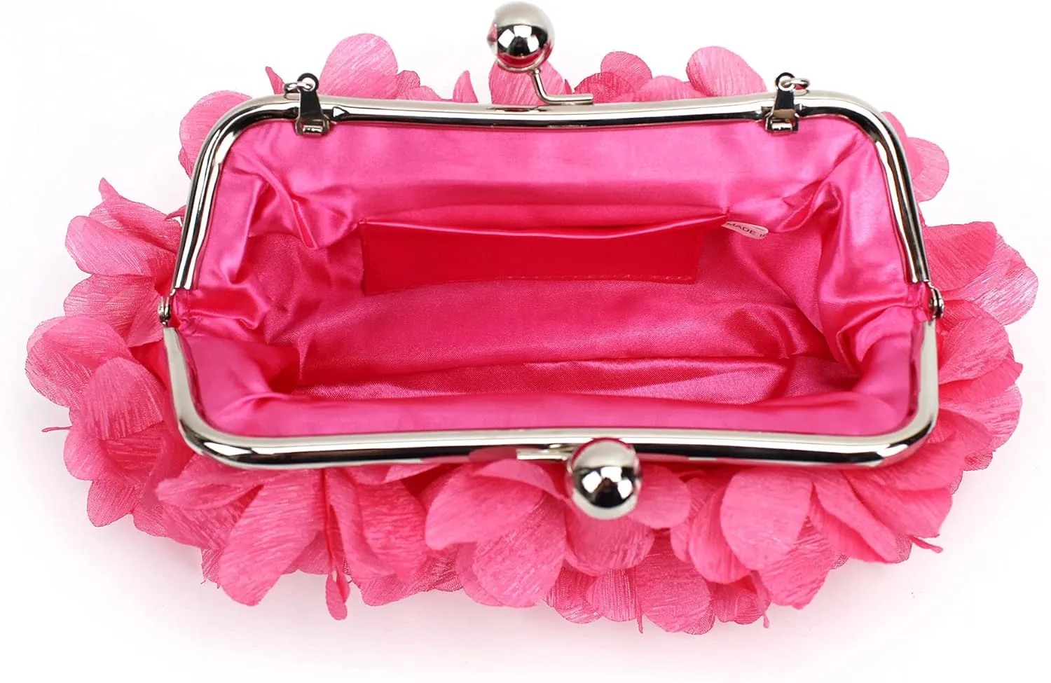 Buddy Women Rose Shaped Clutch Soft Satin Wristlet Handbag Wedding Party Purse
