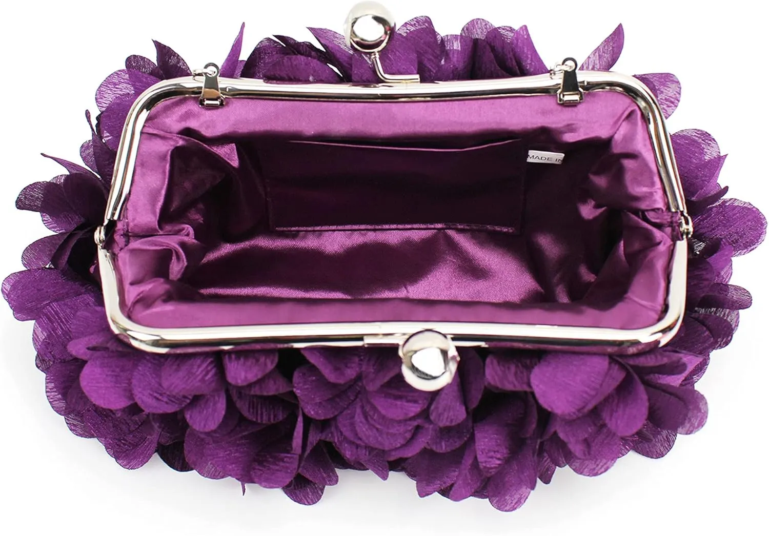 Buddy Women Rose Shaped Clutch Soft Satin Wristlet Handbag Wedding Party Purse