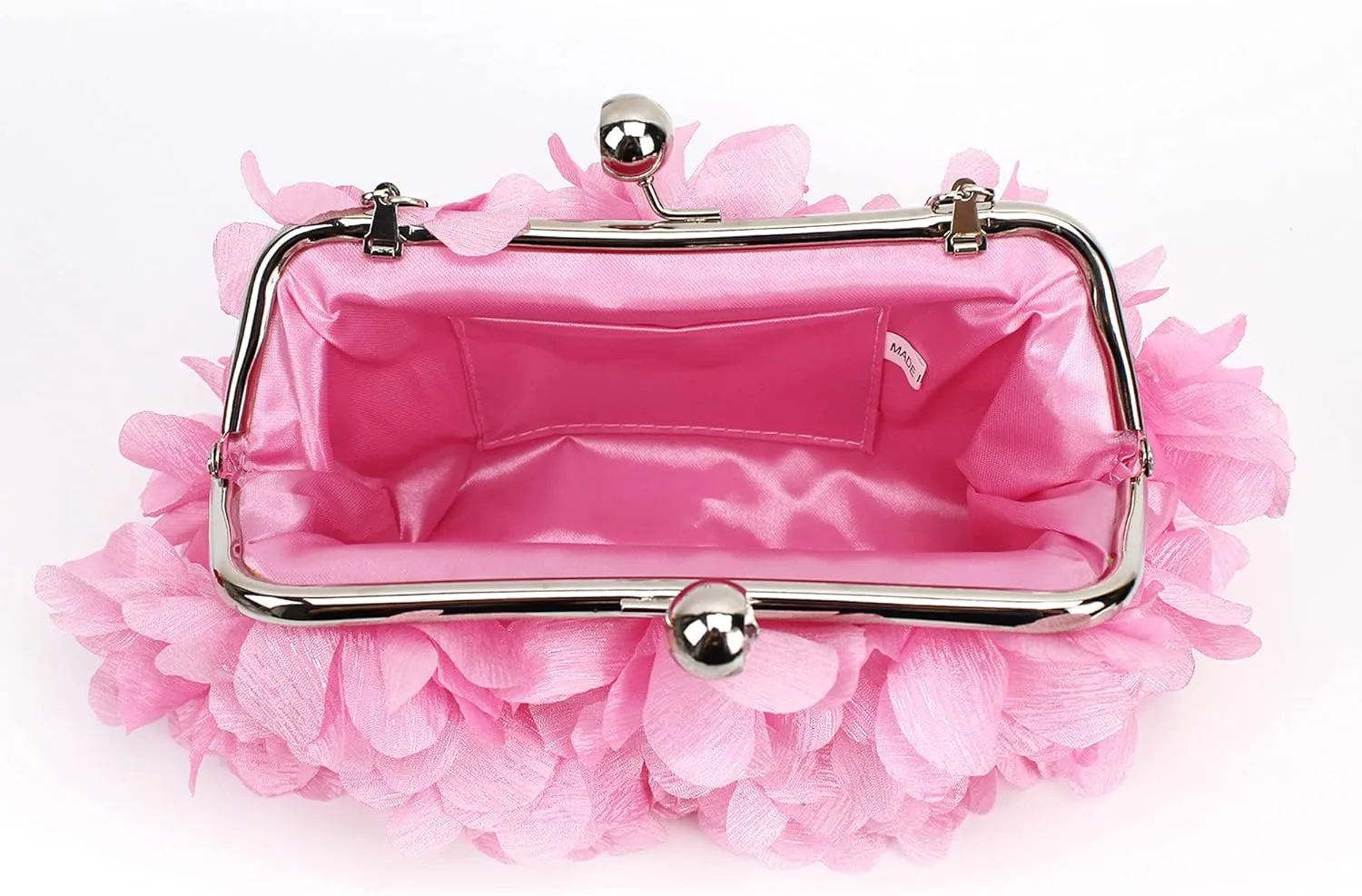 Buddy Women Rose Shaped Clutch Soft Satin Wristlet Handbag Wedding Party Purse