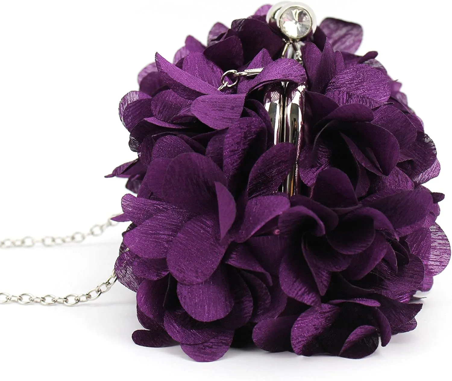 Buddy Women Rose Shaped Clutch Soft Satin Wristlet Handbag Wedding Party Purse