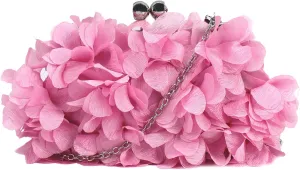 Buddy Women Rose Shaped Clutch Soft Satin Wristlet Handbag Wedding Party Purse