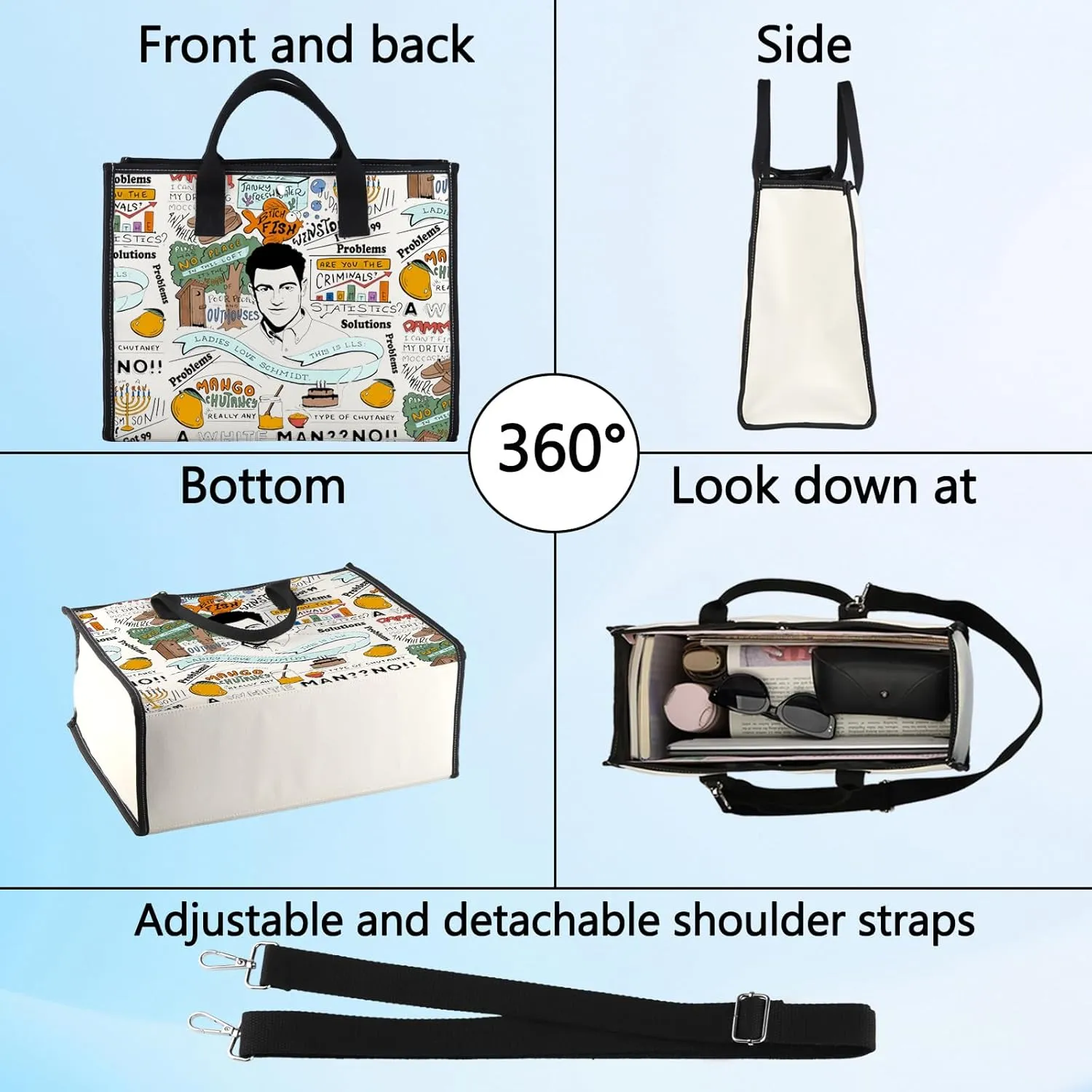BWWKTOP Canvas Tote Bag - Schmidt Fans TV Show Inspired Shoulder Bag