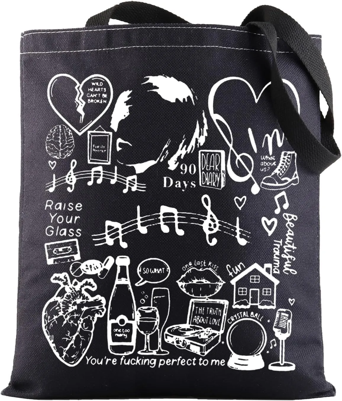 BWWKTOP Singer Album Canvas Tote Bag Fans Gift Song Lyrics inspired Shoulder Bag Merchandise