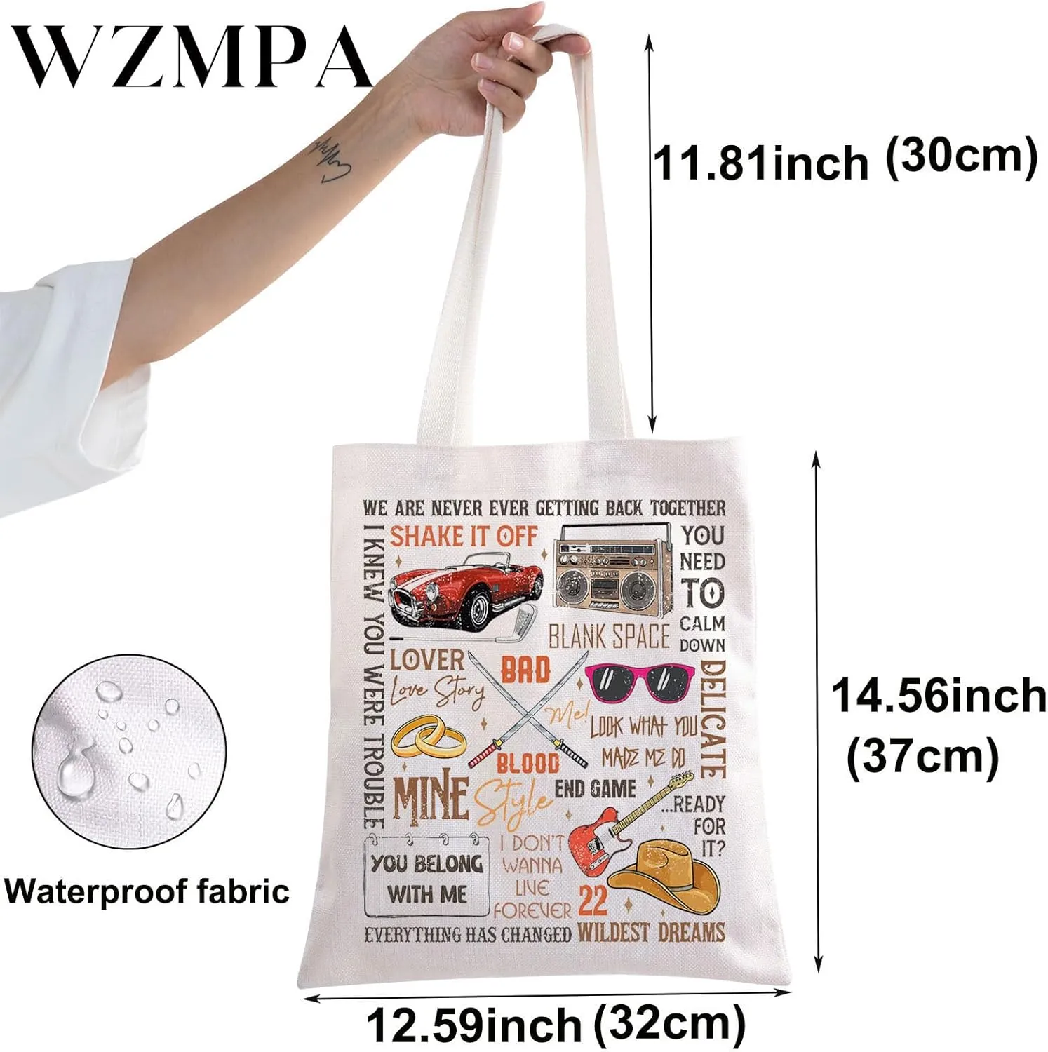 BWWKTOP WZMPA Singer Album Canvas Tote Bag Tour Gifts Song Lyrics Shoulder Bag Merchandise