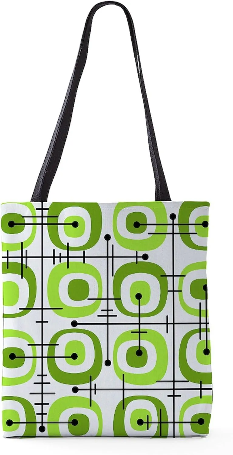 CafePress MCM Abstract Pattern Chartreuse 18"x18" Reusable Grocery Shopping Sling Tote Bag