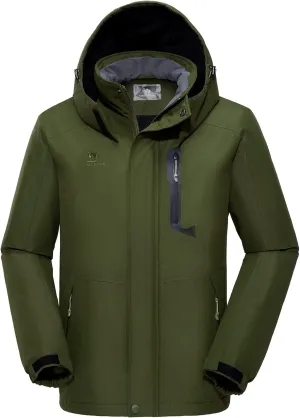 CAMELSPORTS Mens Winter Jacket Waterproof Warm Snow Ski Jackets Faux Fur Fleece Rain Coats with Removable Hood