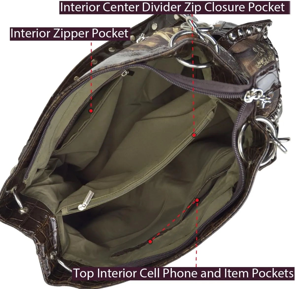 Camouflage Rhinestone Hobo Purses Western Style Handbag Woman Shoulder Bags