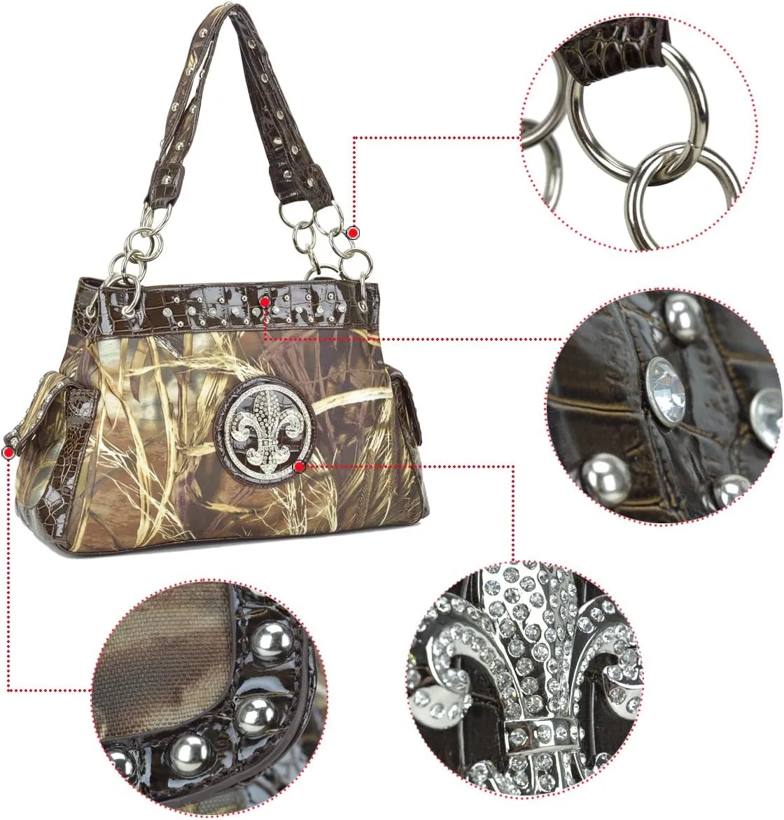 Camouflage Rhinestone Hobo Purses Western Style Handbag Woman Shoulder Bags