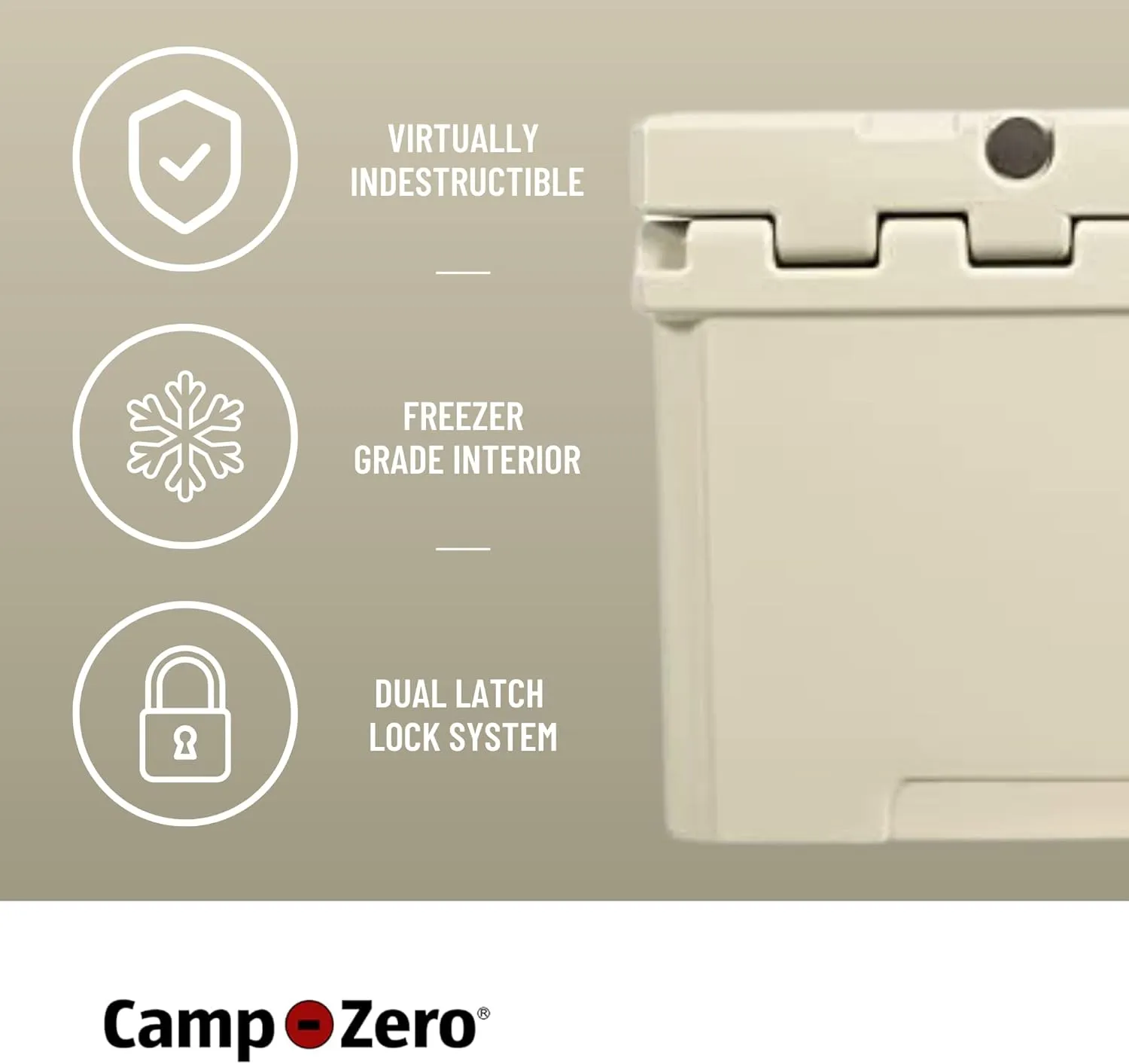 CAMP-ZERO 40L-42 Quart Hard Cooler Ice Chest, Perfect for Drinks, Beach, Picnics, Boating, Hunting, Camping and Travel with 4 Molded-in Cup Holders and Comfort Grip Handles