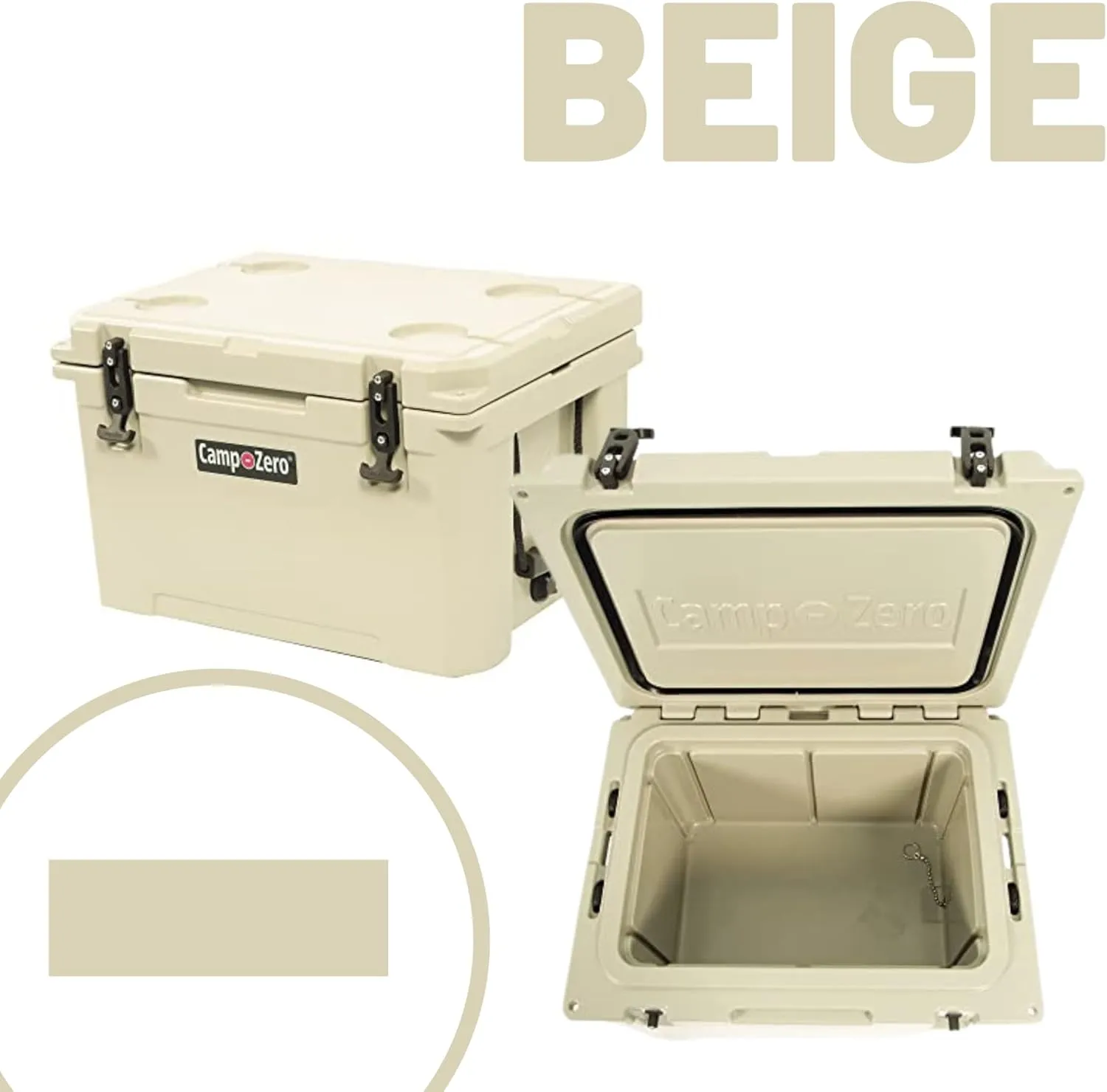 CAMP-ZERO 40L-42 Quart Hard Cooler Ice Chest, Perfect for Drinks, Beach, Picnics, Boating, Hunting, Camping and Travel with 4 Molded-in Cup Holders and Comfort Grip Handles