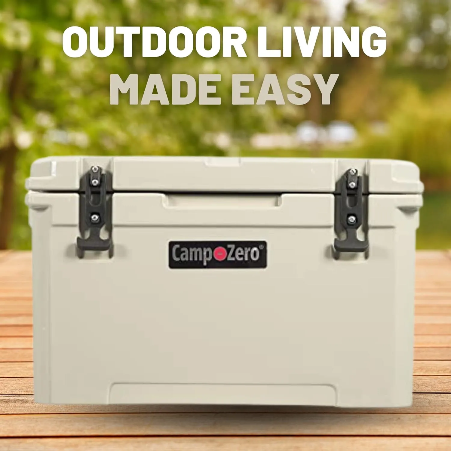 CAMP-ZERO 40L-42 Quart Hard Cooler Ice Chest, Perfect for Drinks, Beach, Picnics, Boating, Hunting, Camping and Travel with 4 Molded-in Cup Holders and Comfort Grip Handles