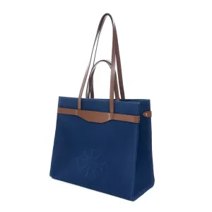 Canvas & Leather Large Tote Navy