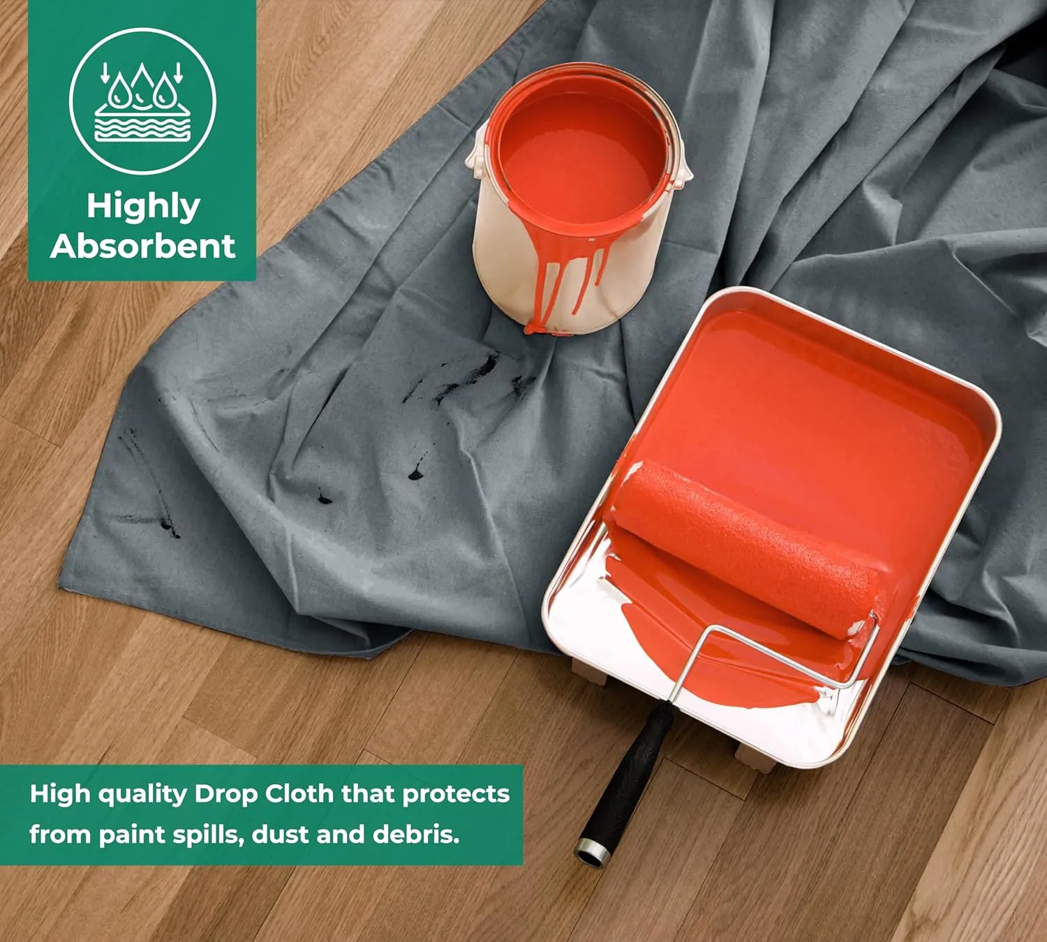 Canvas Drop Cloth 9x12 ft Pack of 2-8oz Painters Drop Cloth for Painting - Canvas Tarps for Floor & Furniture Protection - All Purpose Canvas Fabric Painting Drop Cloths