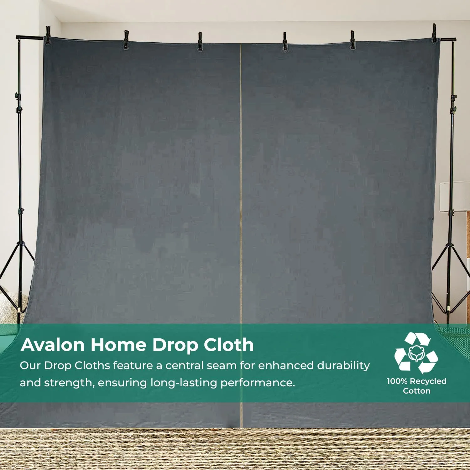 Canvas Drop Cloth 9x12 ft Pack of 2-8oz Painters Drop Cloth for Painting - Canvas Tarps for Floor & Furniture Protection - All Purpose Canvas Fabric Painting Drop Cloths