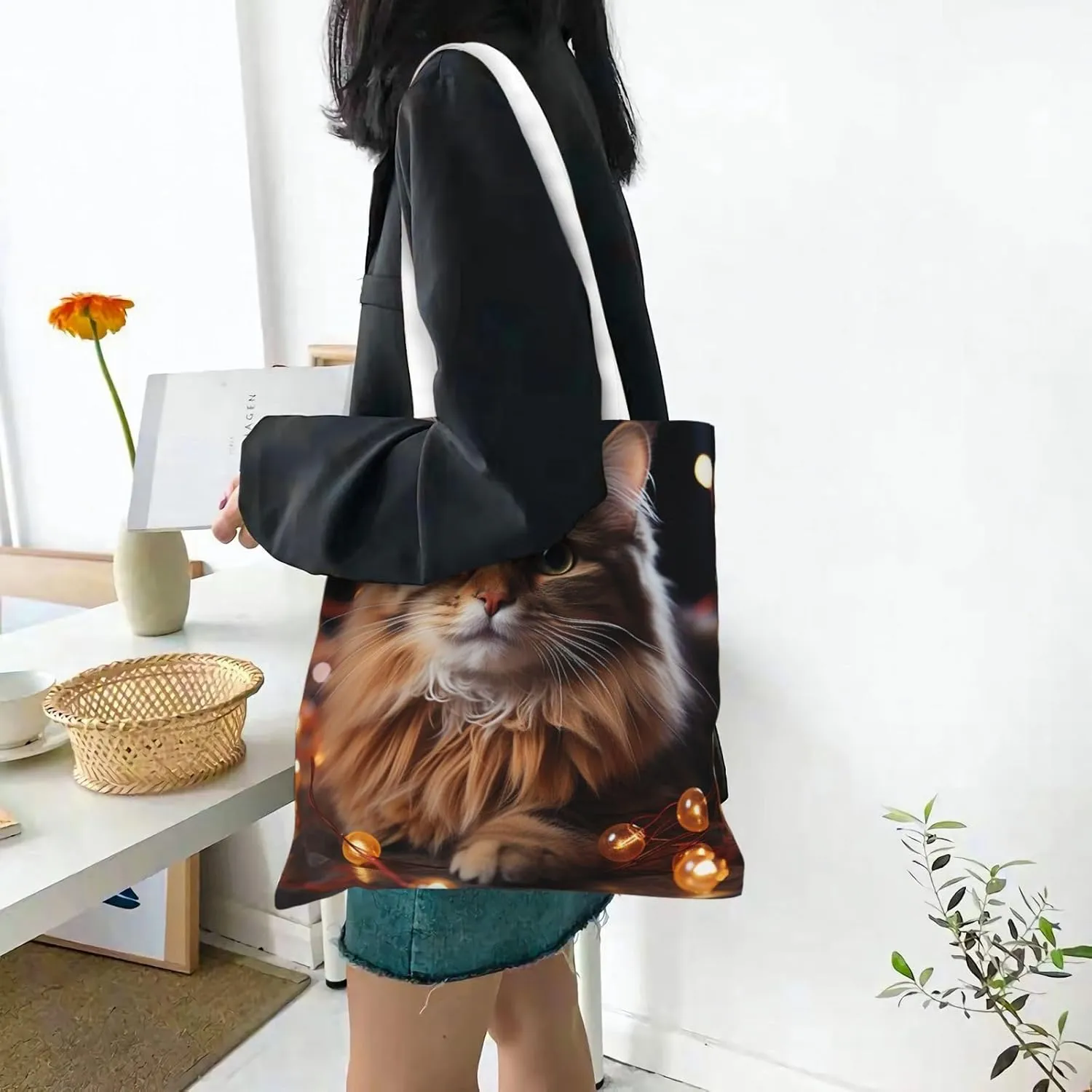 Canvas Tote Bag For Women Reusable Shopping Bag Casual Eagle Shoulder Bag Handbag For Travel