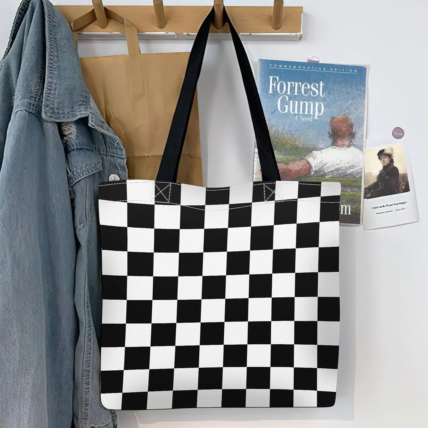 Canvas Tote Bag for Women，Cute Heavy-Duty Shoulder Bag with Zipper Pocket -Travel Tote for Grocery, Gym,Shopping