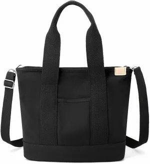 Canvas Tote Bag with Zipper for Women Crossbody Bag Trendy Shoulder Handbag Satchel Hobo Bag Messenger Bag with Compartments