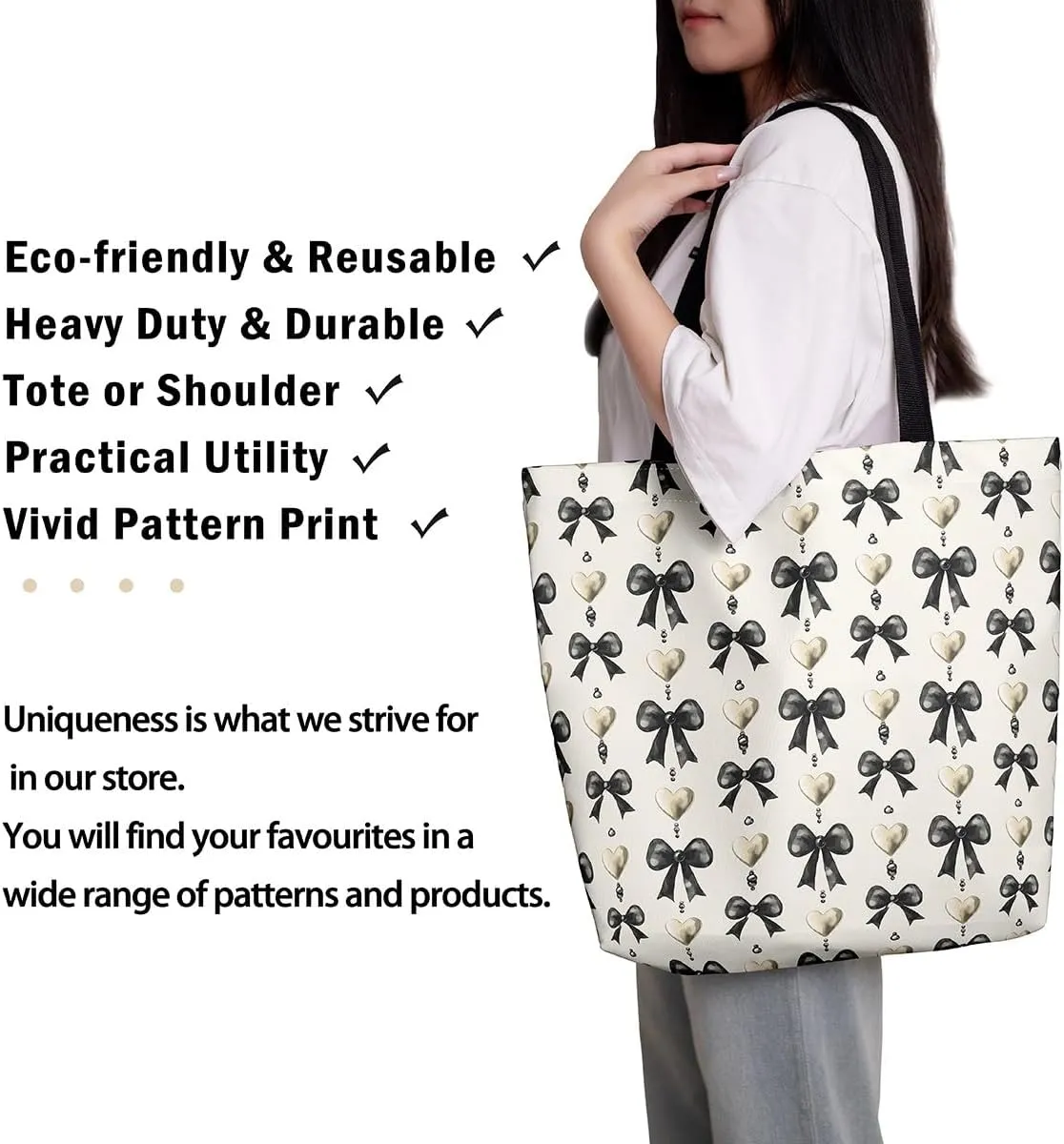 Castle Fairy Cute Bowknot Canvas Tote Bag,Princess Style Reusable Grocery Bag for Women,Large Capacity Shoulder Handbags