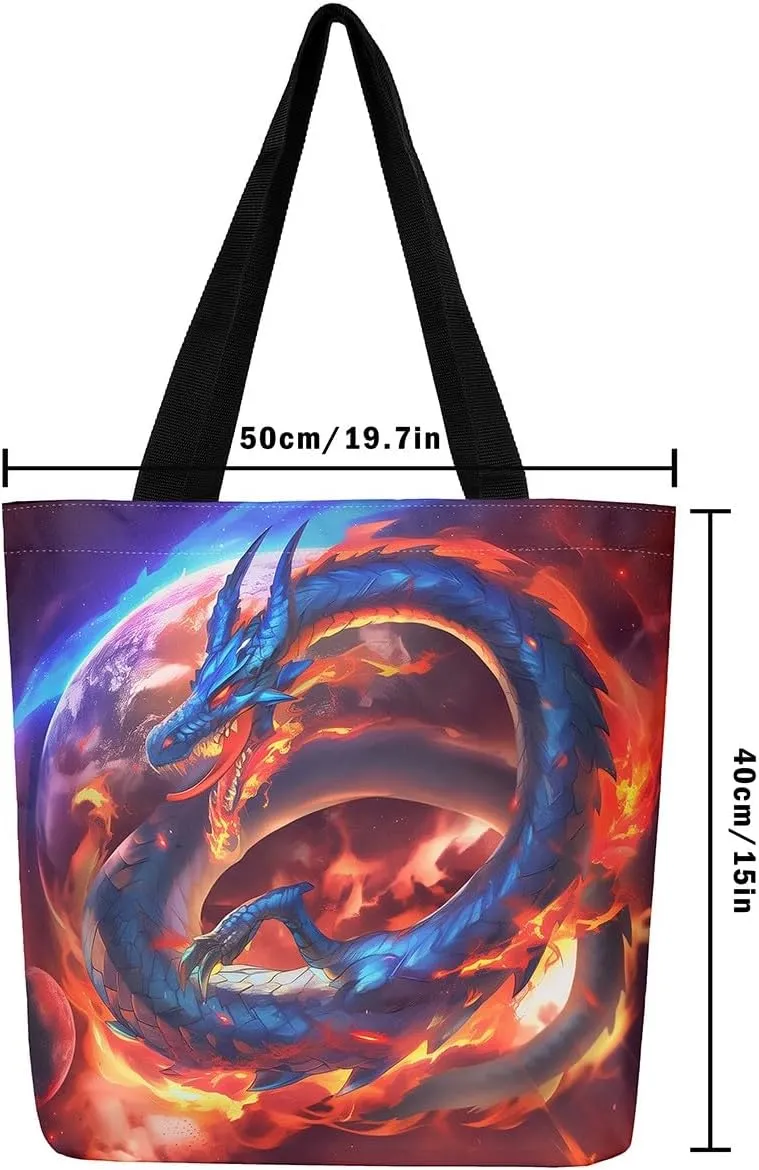 Castle Fairy Dragon Canvas Tote Bag for Adults,