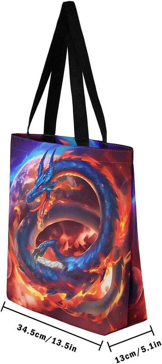 Castle Fairy Dragon Canvas Tote Bag for Adults,