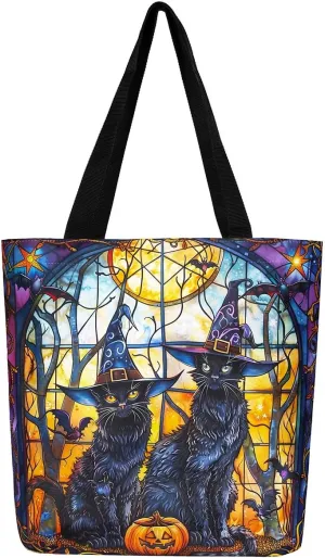 Castle Fairy Gothic Canvas Tote Bag Aesthetic for Women Girls,Sun Moon Halloween Reusable Grocery Handbag